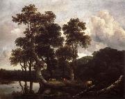 Grove of Large Oak trees at the Edge of a pond Jacob van Ruisdael